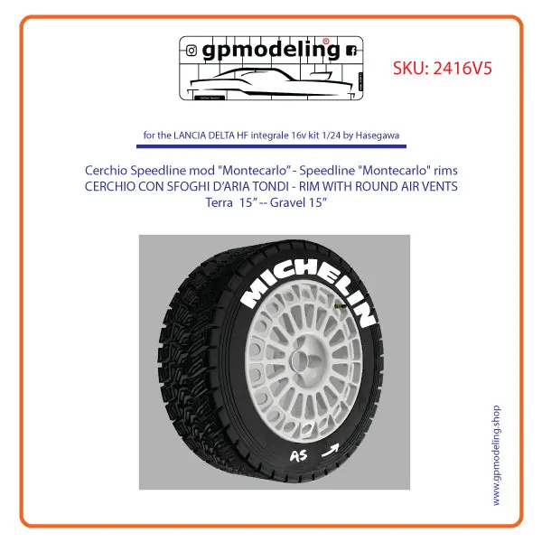 Montecarlo Speedline 15" Gravel Tires With Round Holes Lancia Delta 16V - 2416V5 1