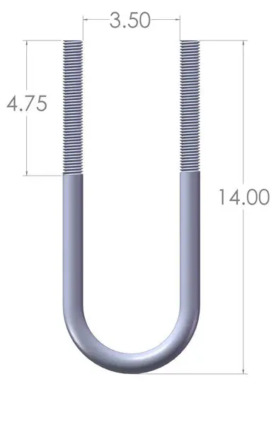 U Bolt, 5/8 X 3 1/2 X 14 2