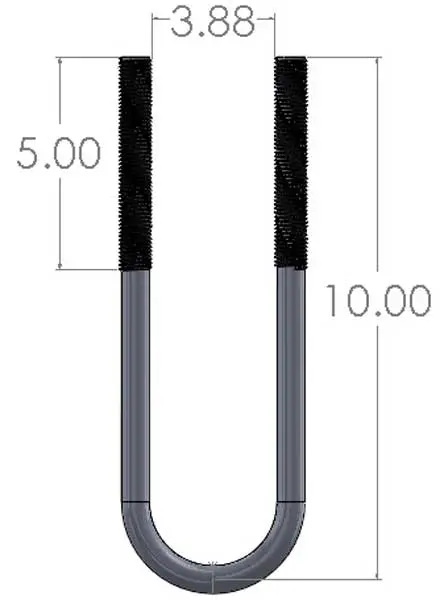 U Bolt, 5/8 X 3 7/8 X 10 2