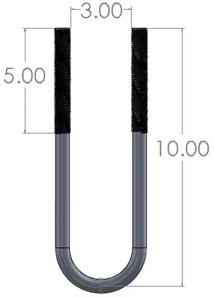 U Bolt, 5/8 X 3 X 10 2
