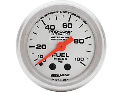 Autometer Ultra-Lite Fuel Pressure Mechanical Gauge 0-100 Psi 2
