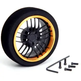 Hiro Seiko 20-Spoke Alum Steering Minus-Offset Wheel [F-Black+T-Gold] 69341 1