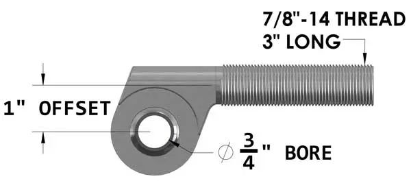 Offset Heat Treated Chromoly 7/8- 14 X 3/4 Heim Joint Left Hand 2