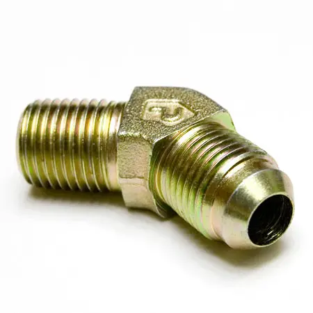 Fitting, 1/4" Npt To 6An Flare, Male To Male, 45 Deg Adapter 1