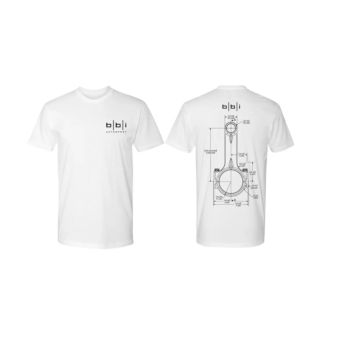 Bbi Autosport Connecting Rod Technical Drawing T-Shirt White 1