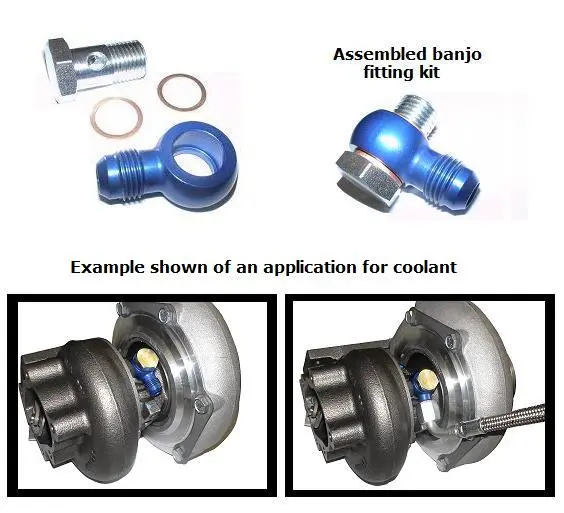 Banjo Fitting Kit, (1) Alum Banjo Fitting 14Mm Hole (For 14Mm Bolt) With -6 An Male Flare 1