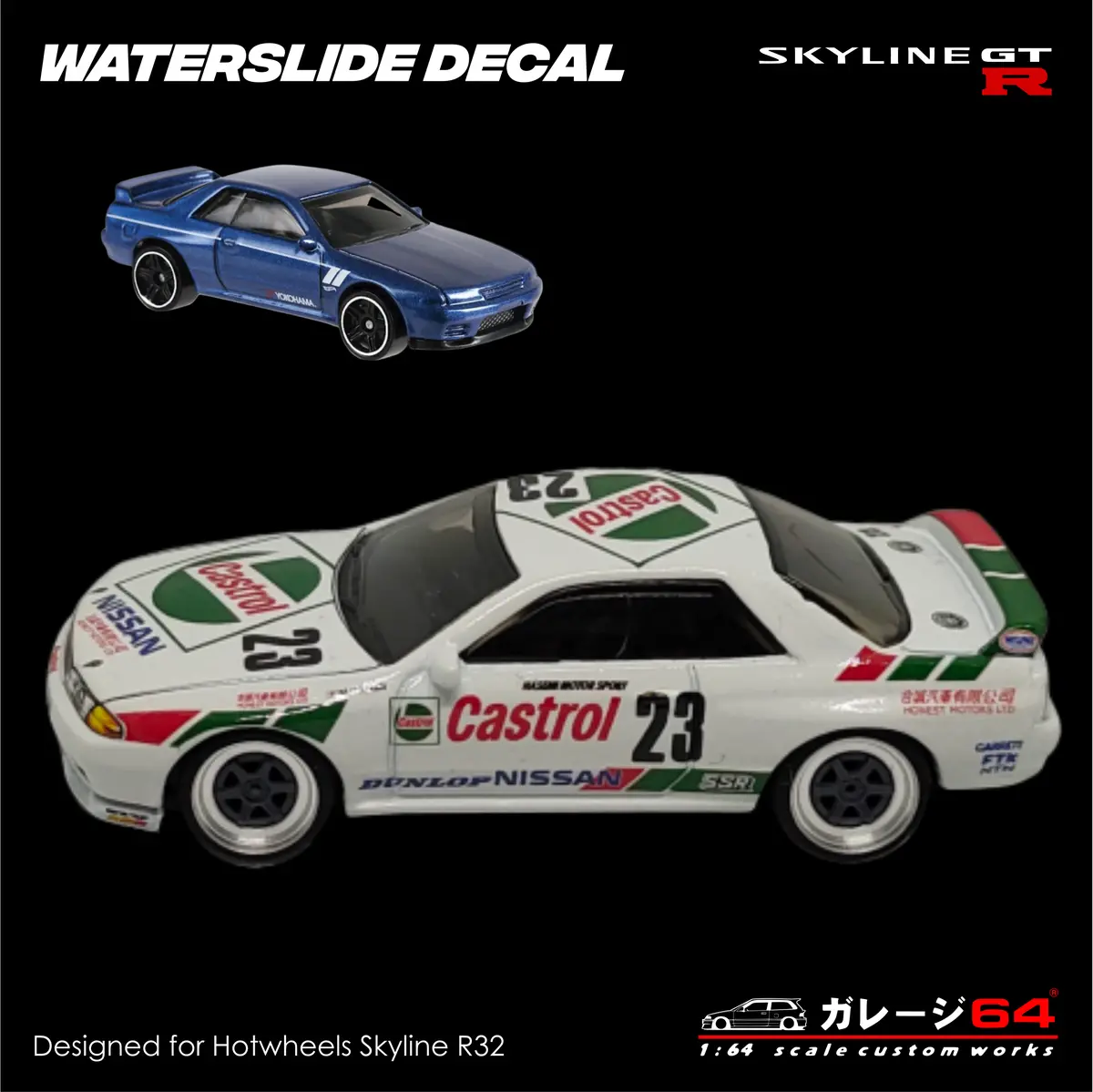 Decal Set Hot Wheels Skyline R32 Castrol Jgtc 2