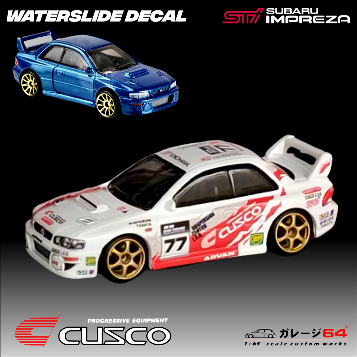 Decal Set Hot Wheels Subaru 22B Cusco Racing Team 1
