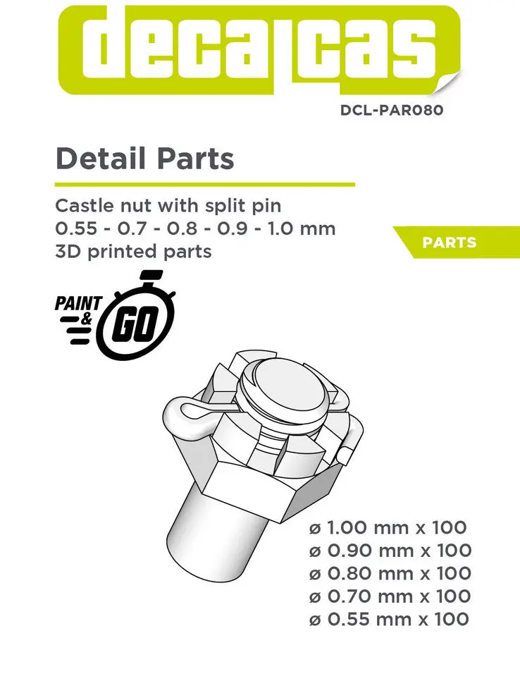 Decalcas Castle Nut With Split Pin 0,55/0,7/0,8/0,9/1,0Mm 1