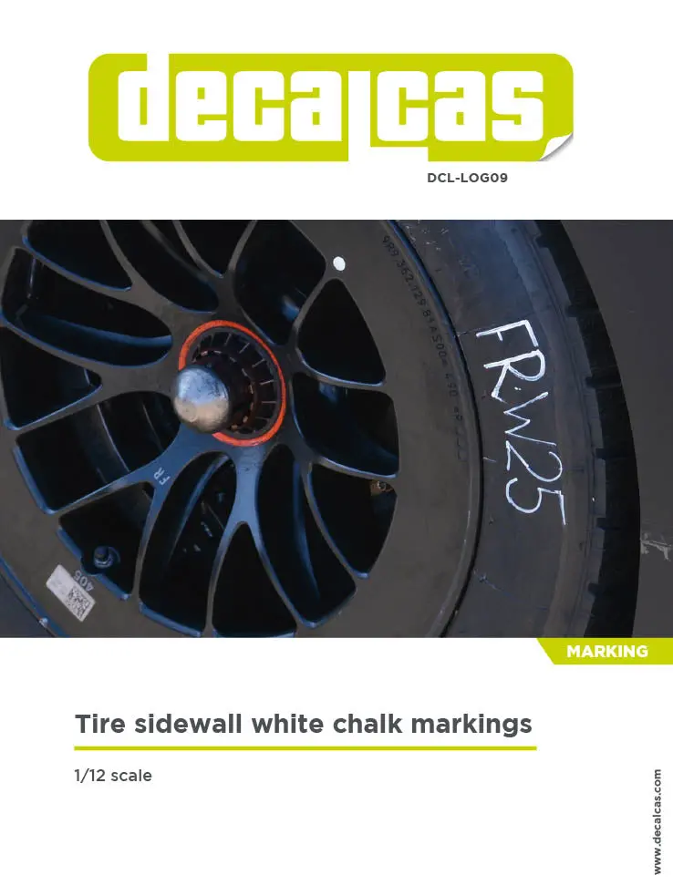 Decalcas Tire Sidewall White Chalk Markings 1:12 Scale 1