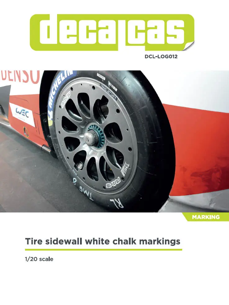 Decalcas Tire Sidewall White Chalk Markings 1:20 Scale 1