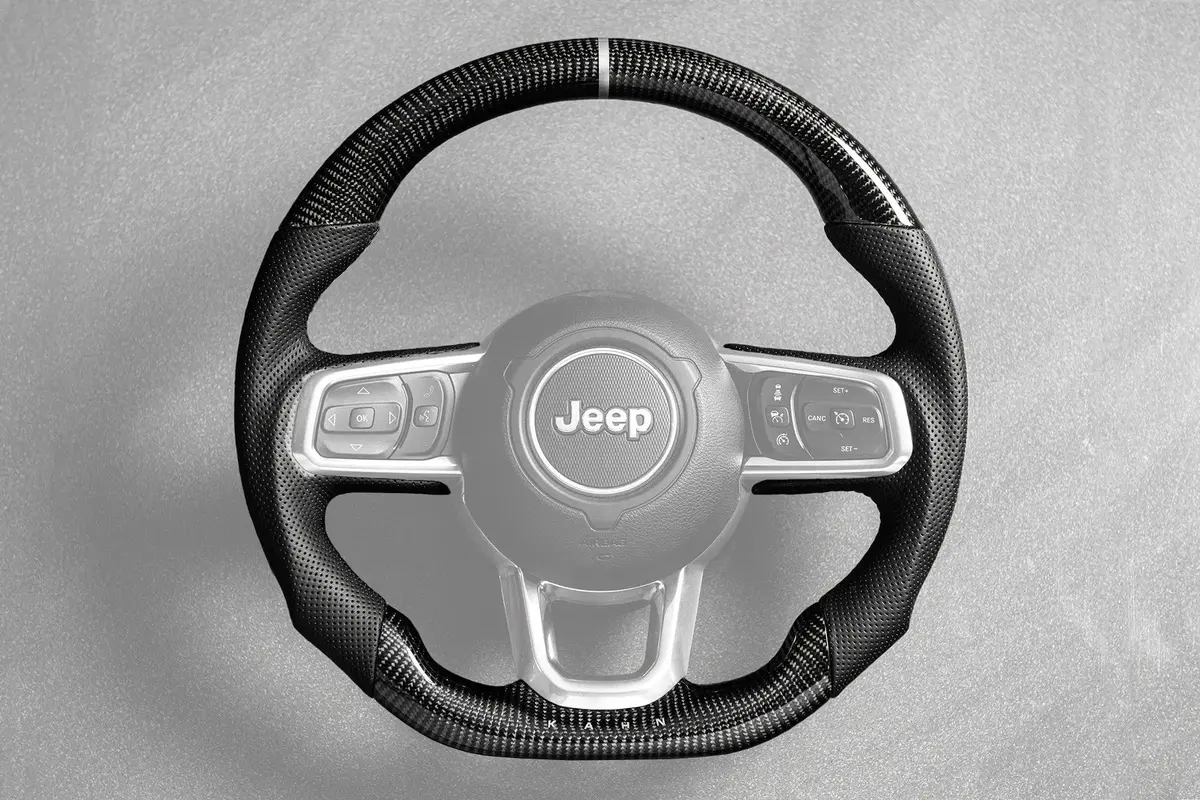 Jeep Wrangler Jl (2018 Onwards) Carbon Sports Steering Wheel With Kahn Lettering 2