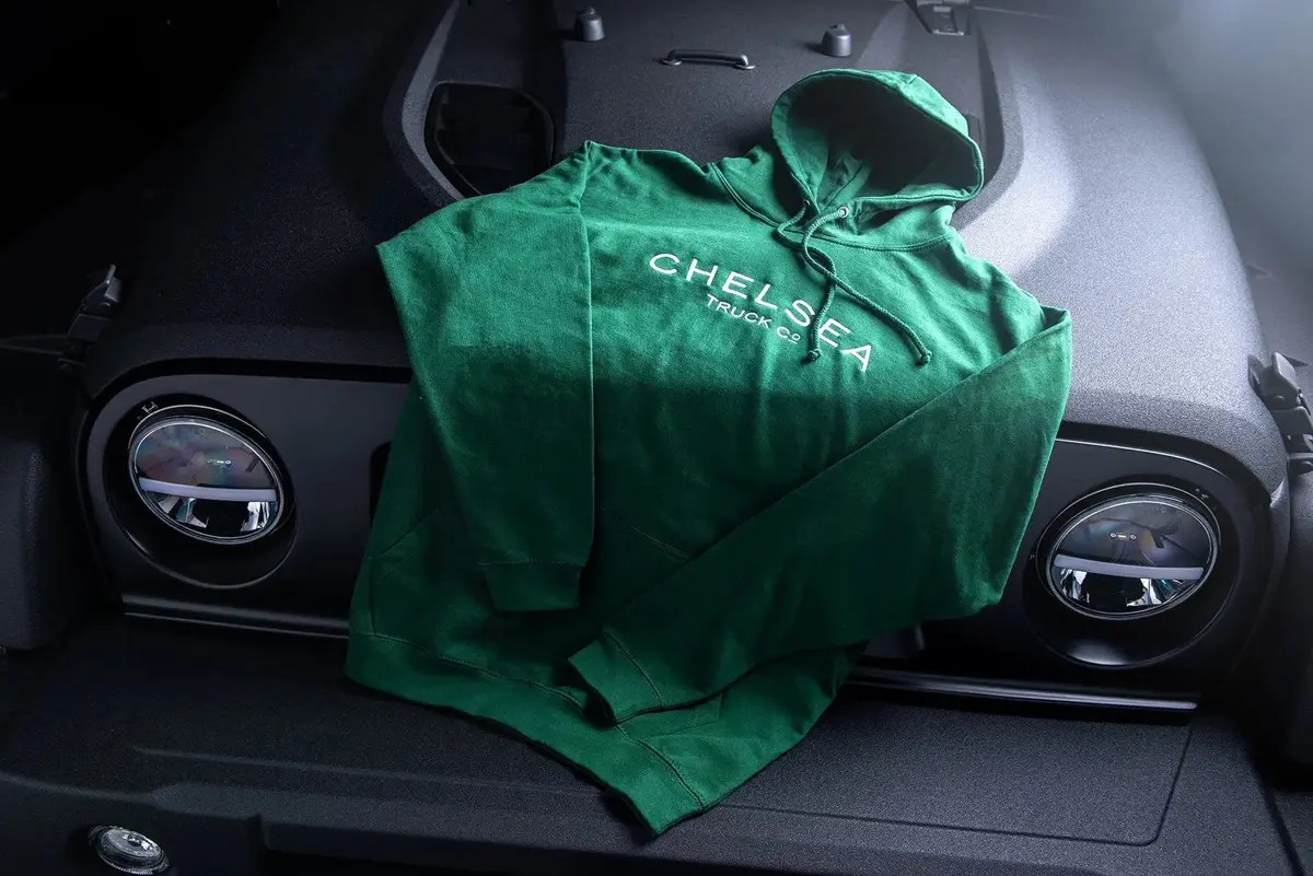 Men's Green With White Embroidery Chelsea Truck Co Hoodie 1