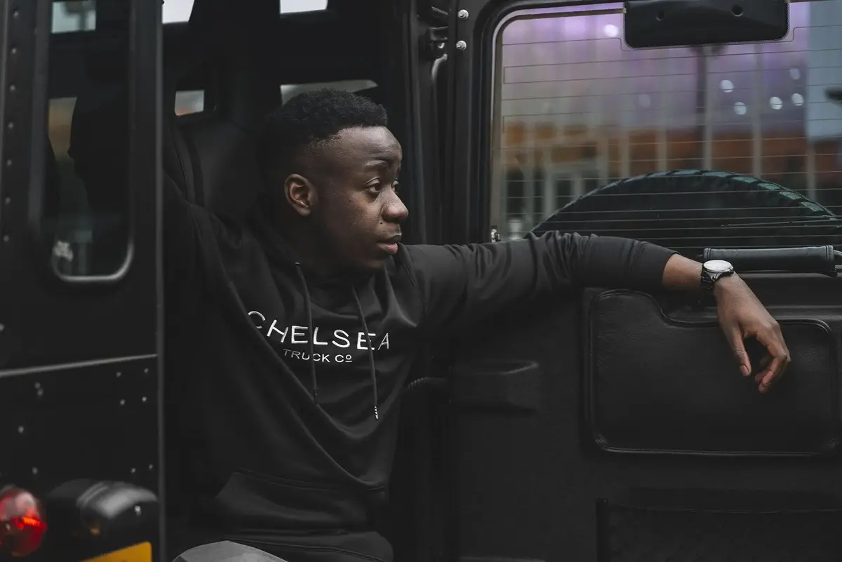 Men's Black With White Embroidery Chelsea Truck Co Hoodie 2