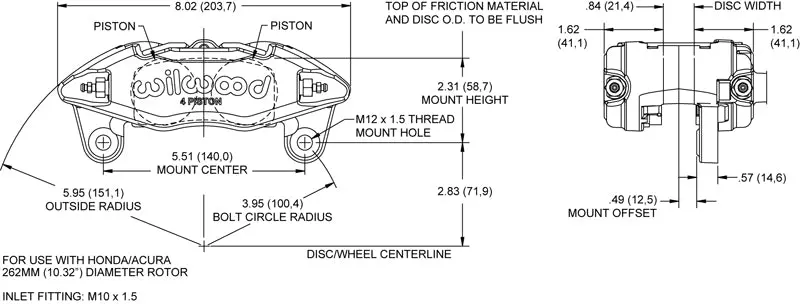 Wilwood Direct Bolt On Dpha Caliper - Honda Civic & Acura Integra Fitment 7