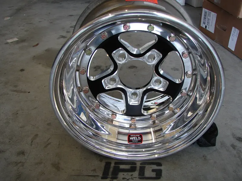 Weld Alumastar Drag Wheels 13X9 5 Lug 5X114.3 W- Black Center 1
