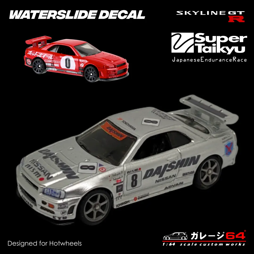 Decal Set Hot Wheels Skyline R34 Daishin Super Taikyu 1