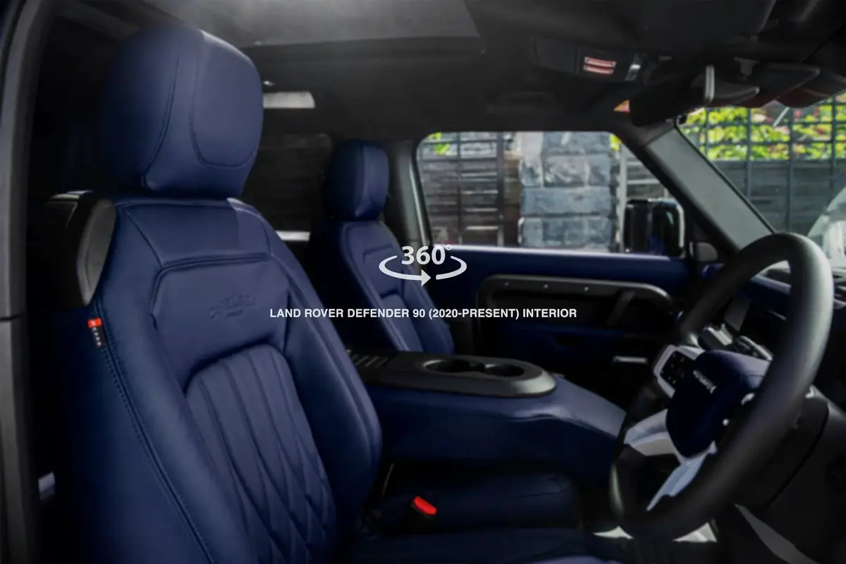 Land Rover Defender 90 Volcanic Blue Leather Interior | 360° Tour 1