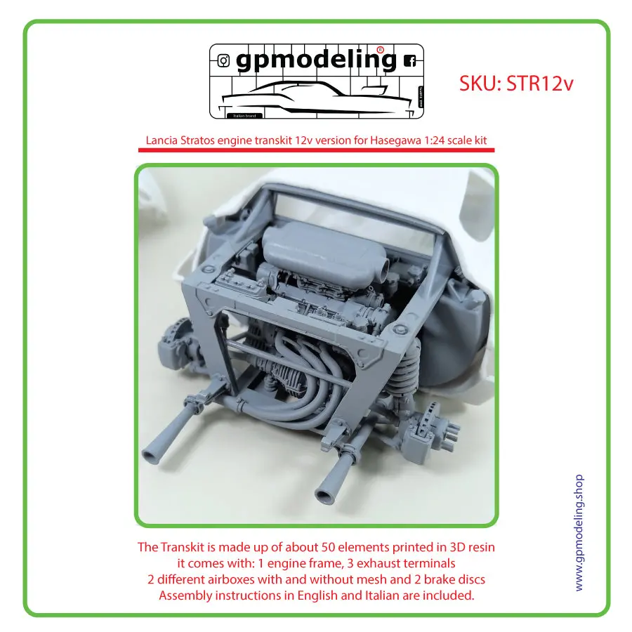 Lancia Stratos Engine 12V Transkit For Hasegawa 1:24 Kit 1
