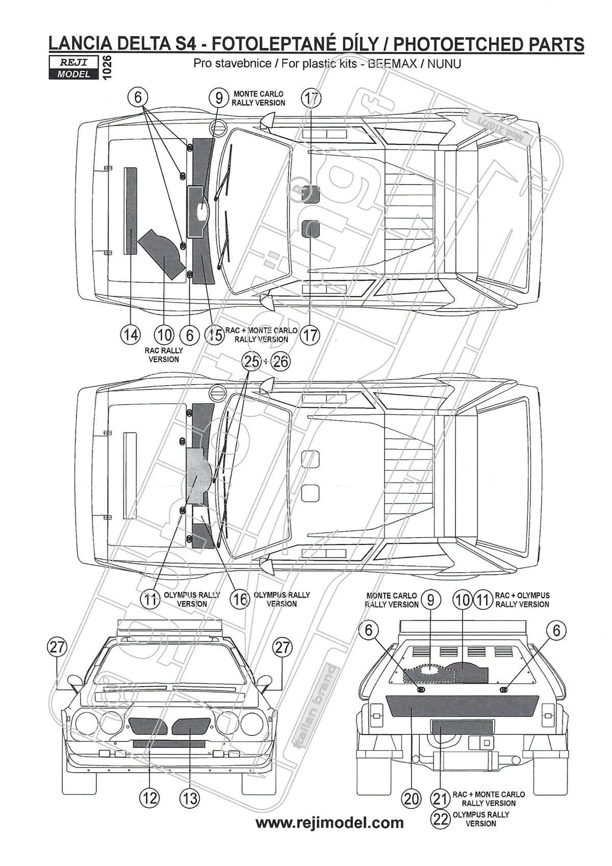 Reji Model Photo Etched Upgrade Set For Lancia Delta S4 1