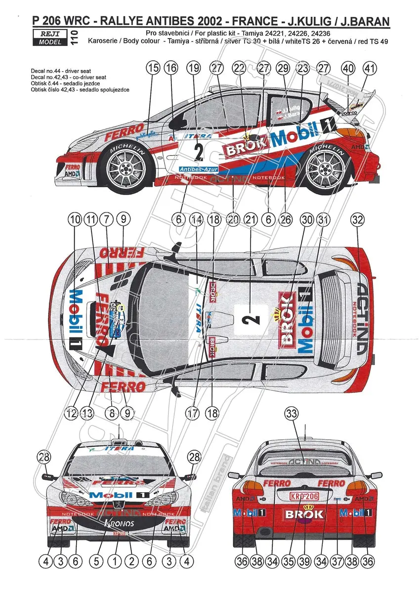 Reji Model Decals Peugeot 206 Wrc Mobil 1 1