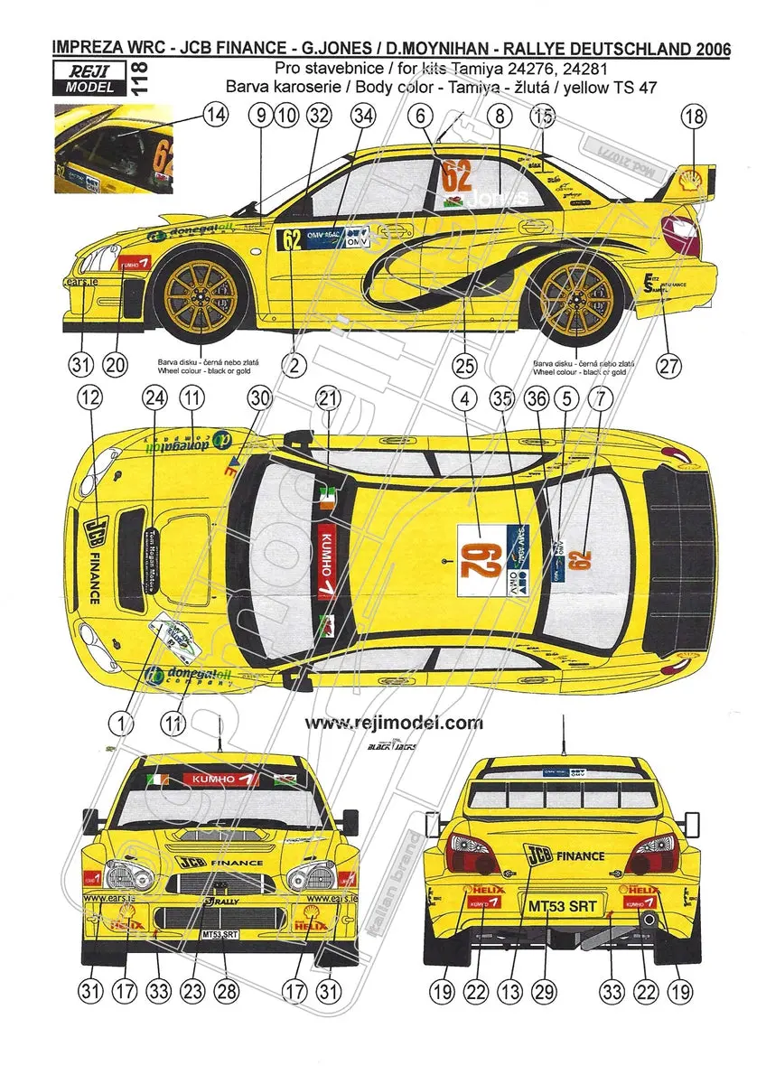 Reji Model Decals Subaru Impreza Wrc Jcb Finance #62 1