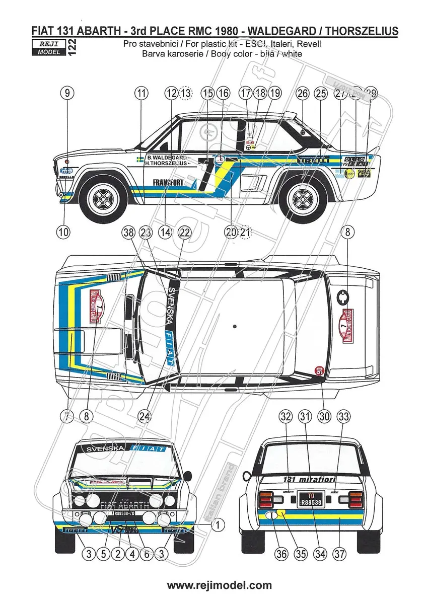 Reji Model Fiat Decals131 Abarth "Svenska" 1