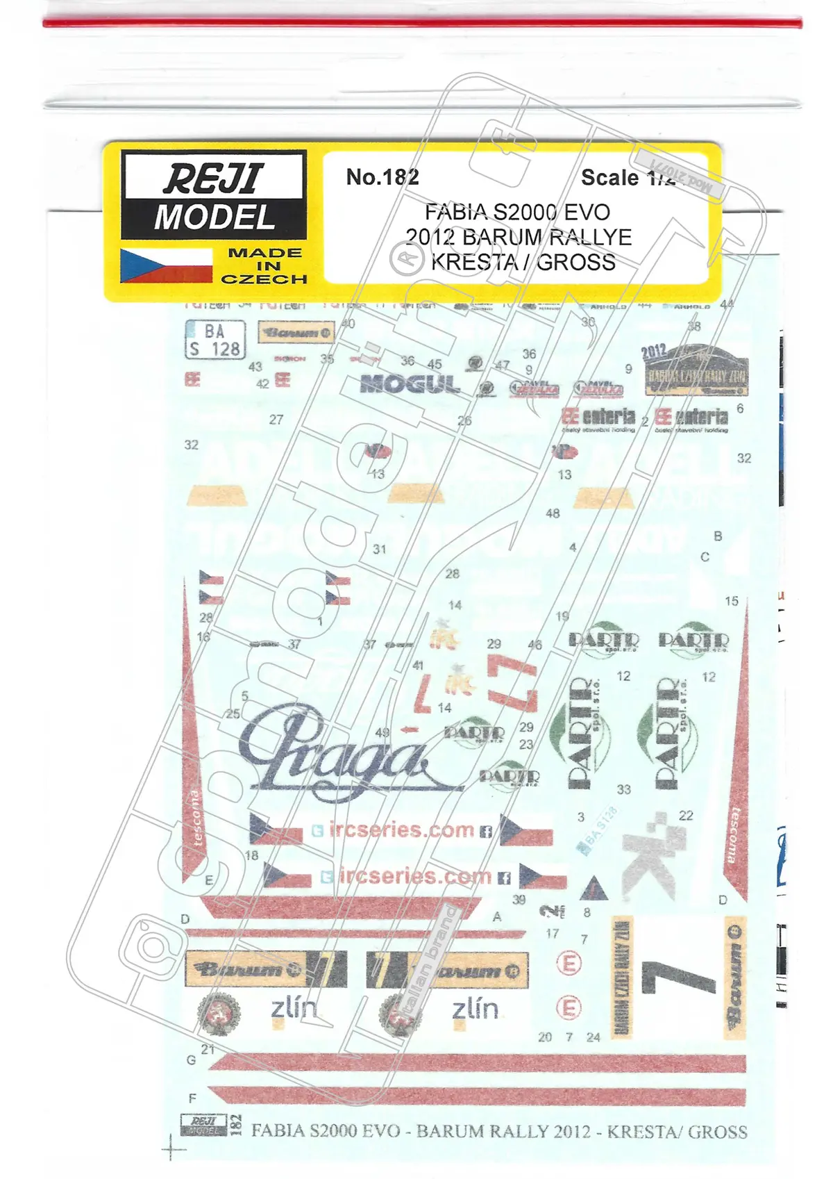 Reji Model Decals Skoda Fabia S2000 Evo Barum Rally 2012 2