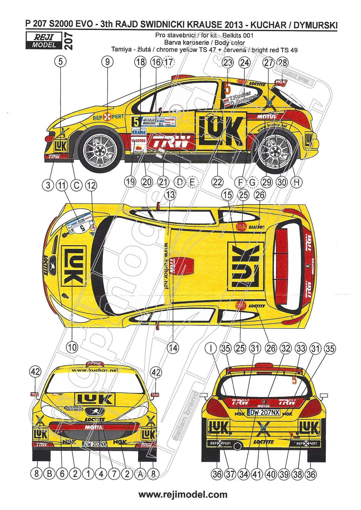 Reji Model Decals Peugeot 207 S2000 Evo Sponsored Luk 1
