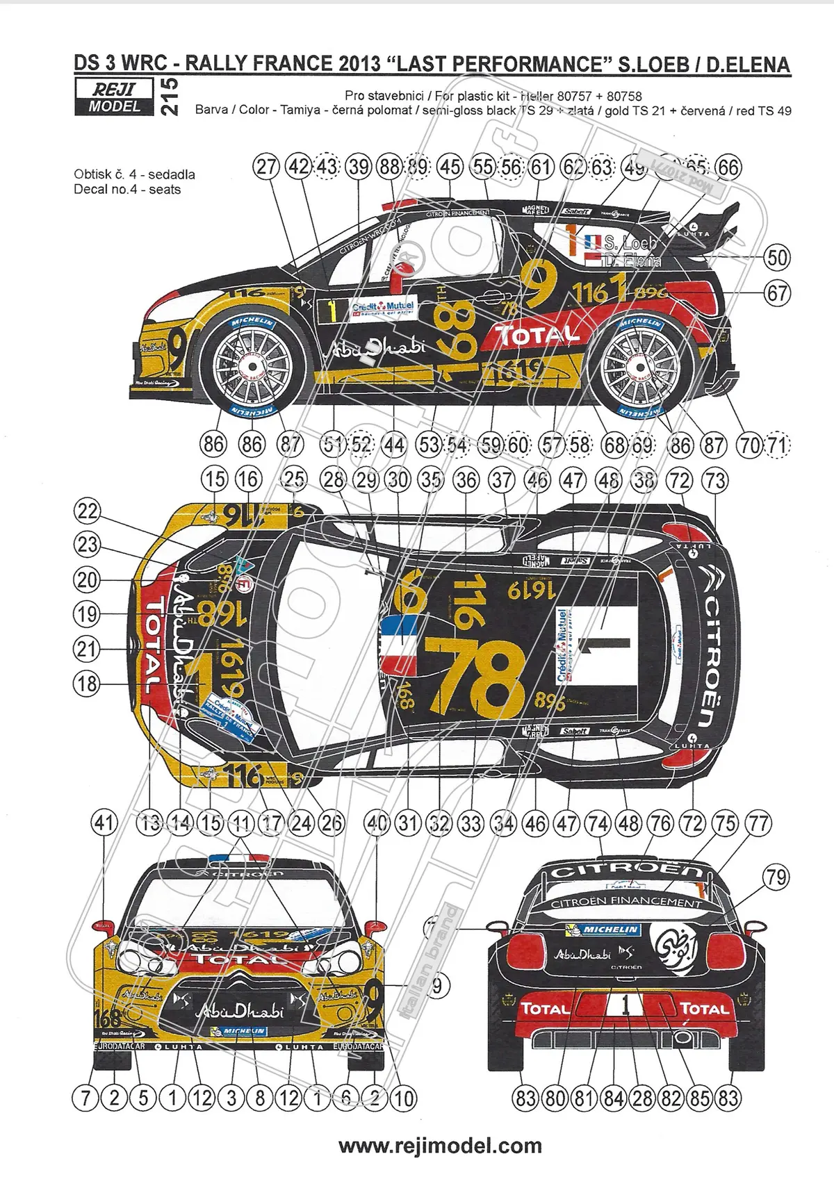 Reji Model Decals Citroën Ds3 Wrc Rally France 2013 1