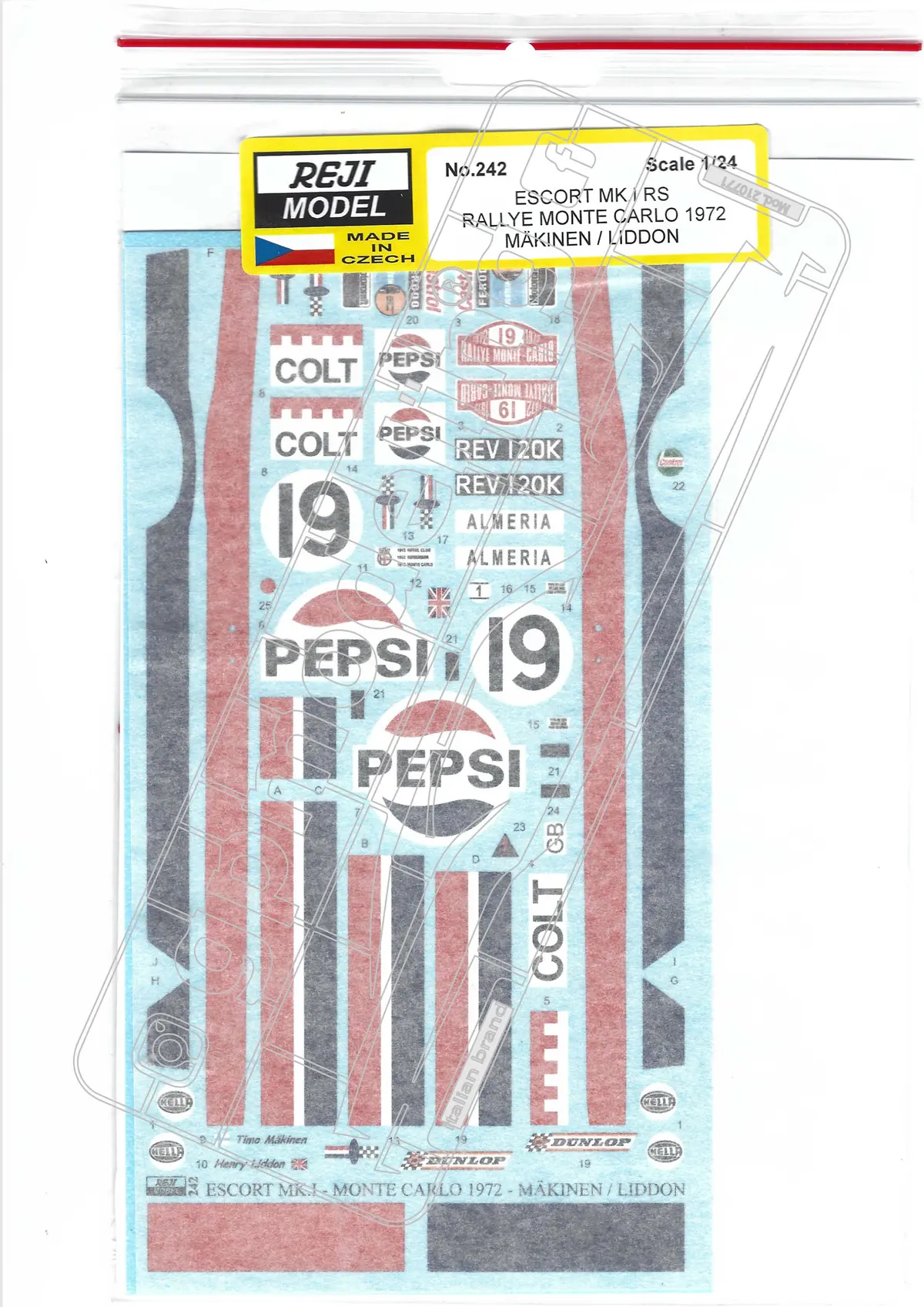Reji Model Decals Ford Escort Mk. I Pepsi #19 2