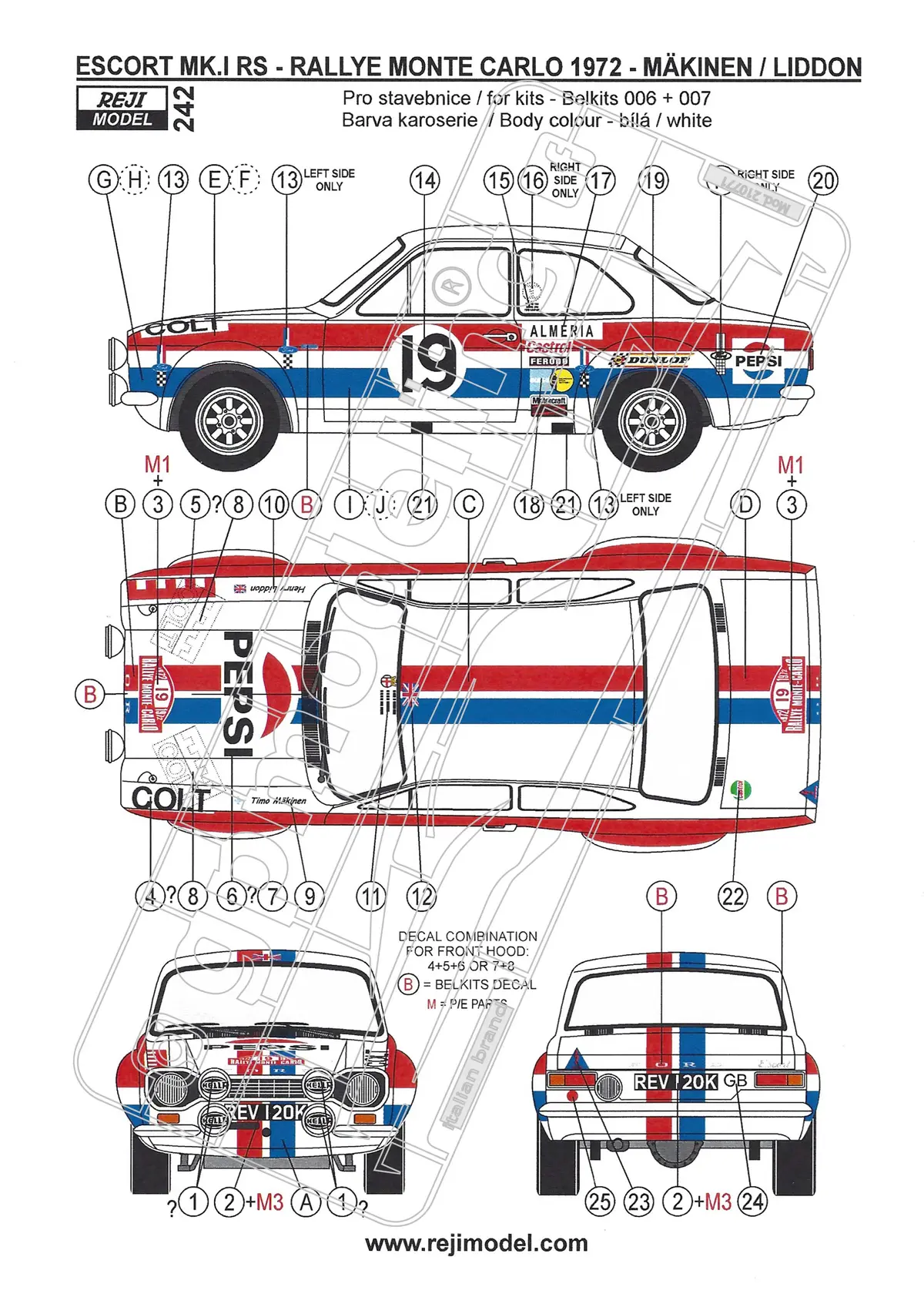 Reji Model Decals Ford Escort Mk. I Pepsi #19 1