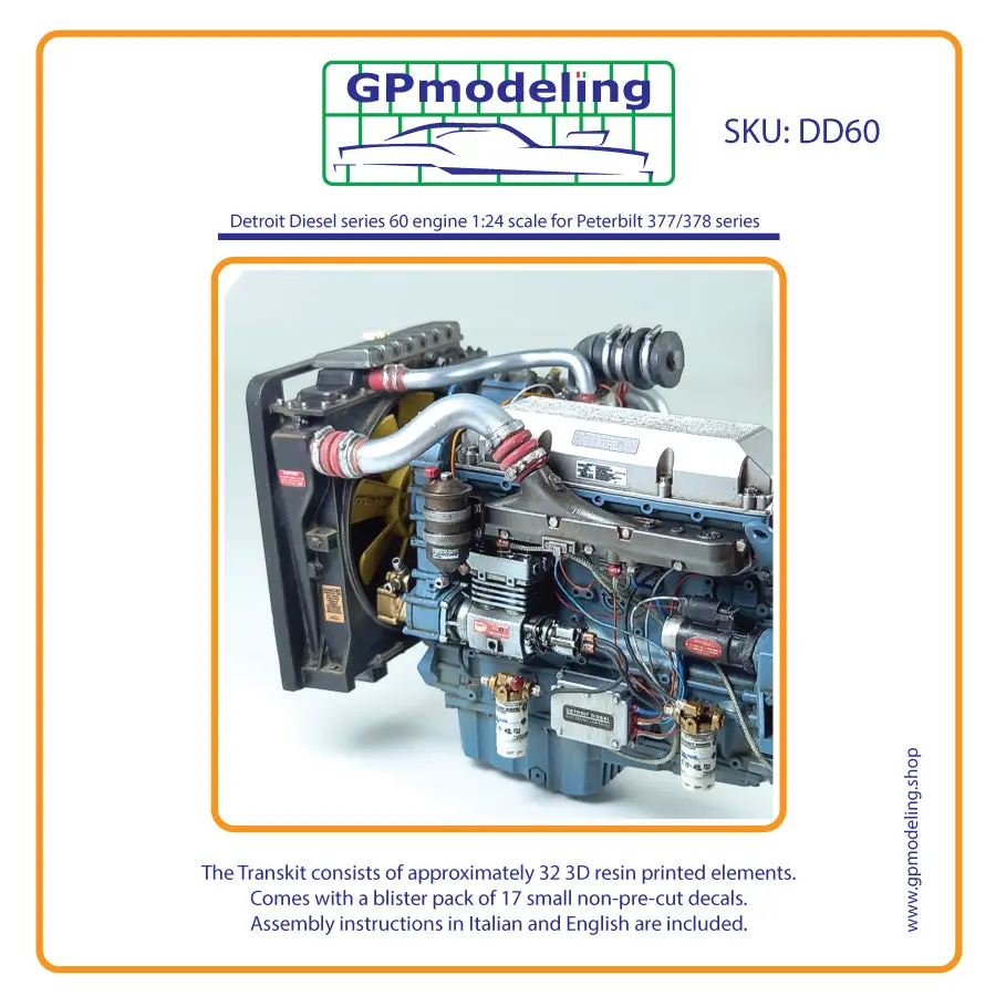 Gpmodeling Detroit Diesel Series 60 Engine 1:24 Scale 1
