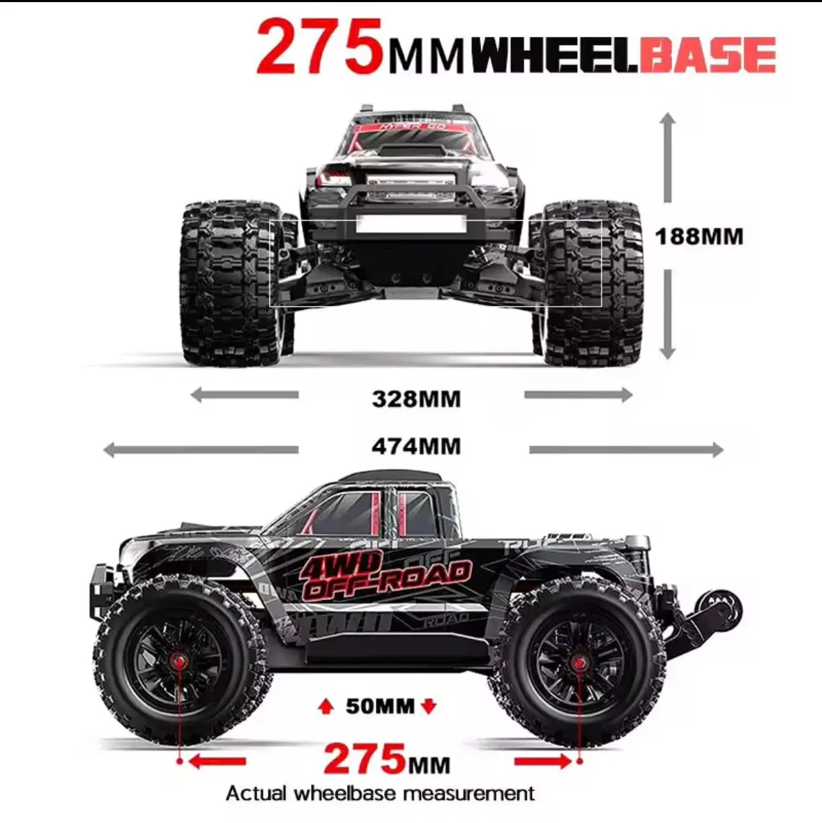 Mjx 10208 Upgraded V2 Monster Super Large 4Wd Brushless 1/10 High Speed Rc Professional Bigfoot Off Road Remote Control Vehicle 1