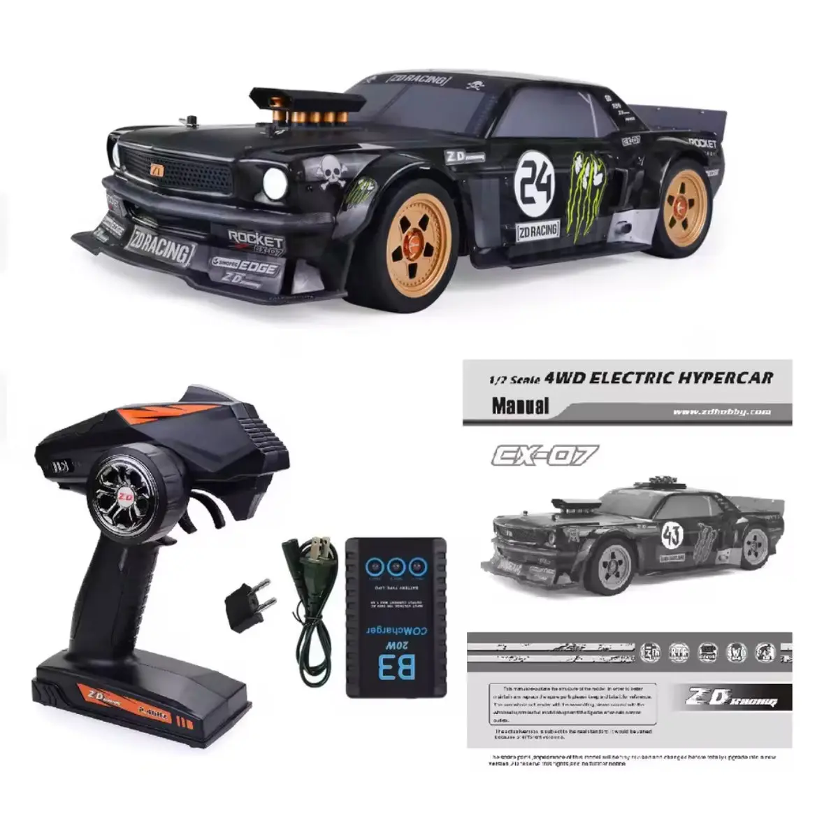 Zd Racing Ex07 1/7 4Wd Rc Sports Car On Road Vehicle W/Alloy Shock Absorber 1