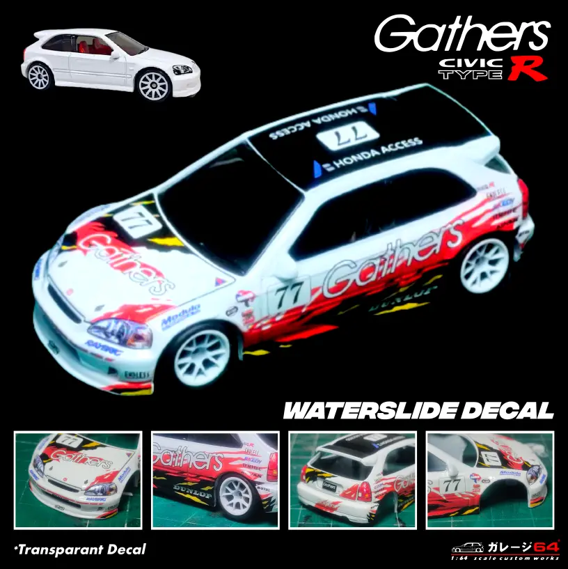 Decal Hot Wheels Civic Ek9 Gathers 1