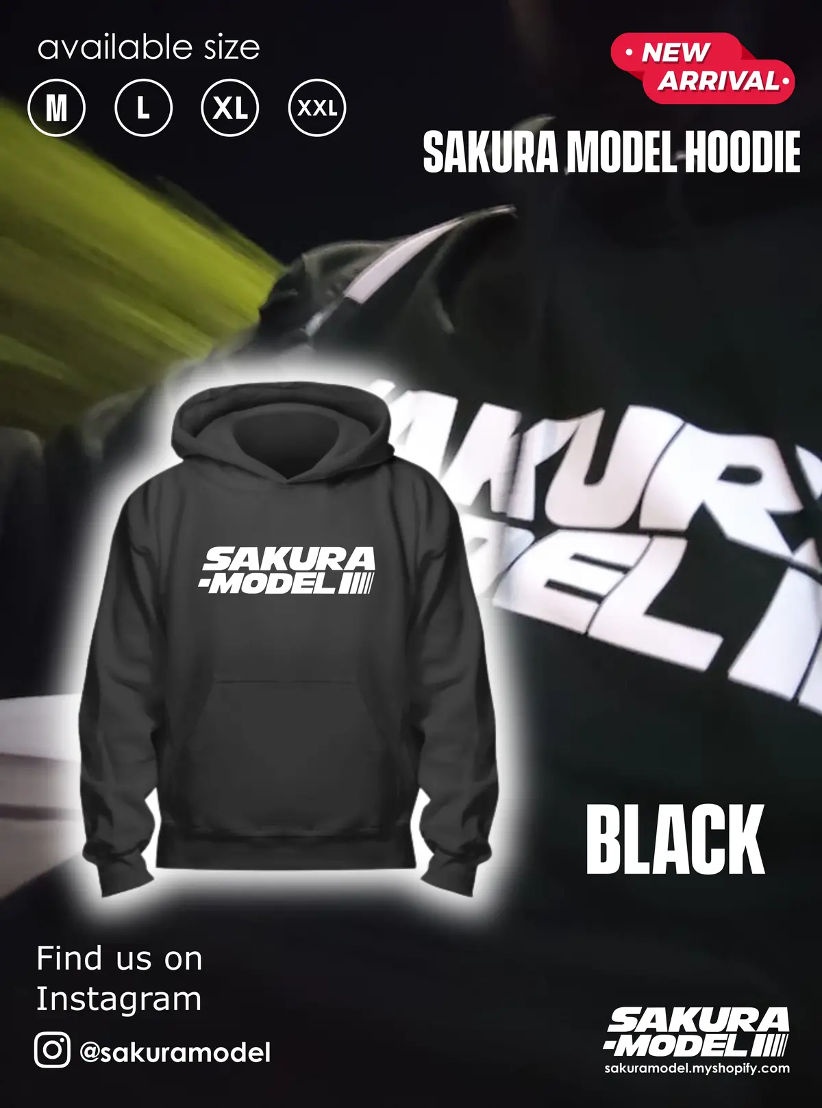 Sakura Model Hoodie - Black 1
