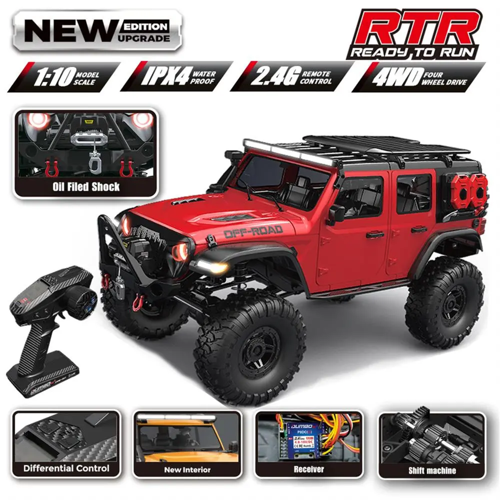 2025 New Upgrade Hb-R1011/12/13/14/15/16 Jeep Rubicon Rc Car 1:10 Full Scale Model Climbing Car High Speed Off-Road Vehicle 4