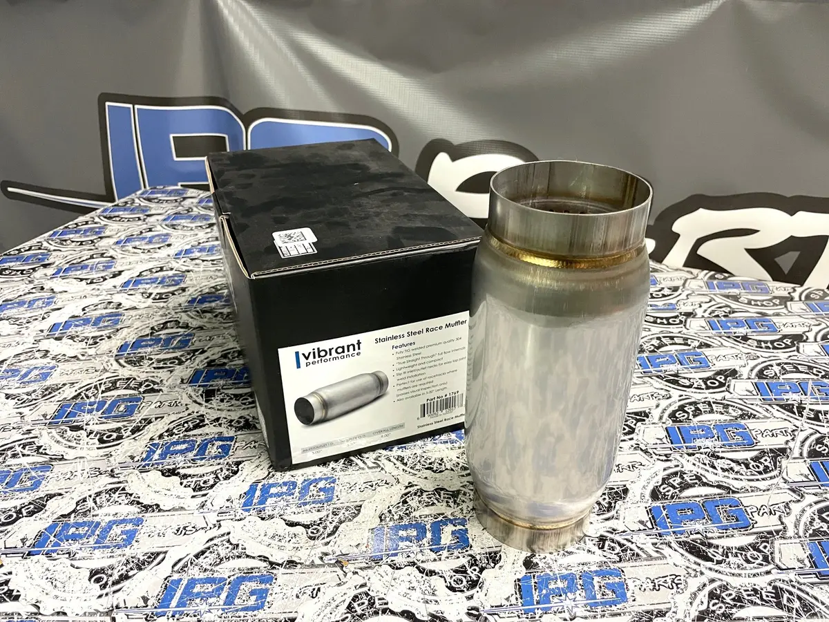 Vibrant Performance Stainless Steel Race Muffler, 3" Inlet-Outlet X 9" Long 1