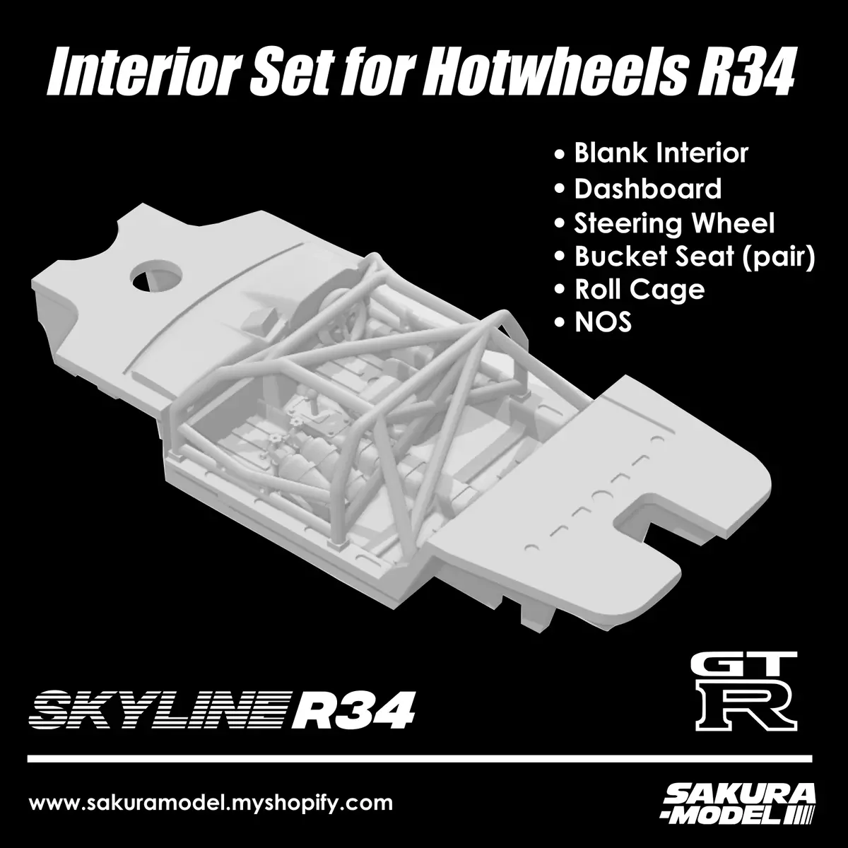 Interior Set For Hotwheels Skyline R34 1