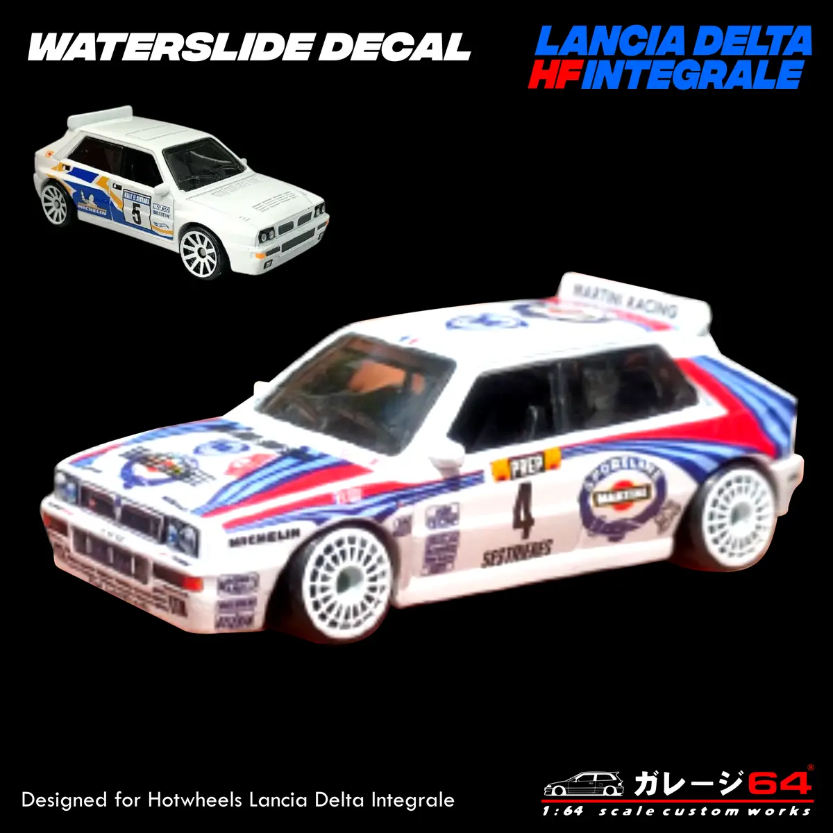 Decal Set Hot Wheels Lancia Delta Hf Integrale Martini Wrc 1
