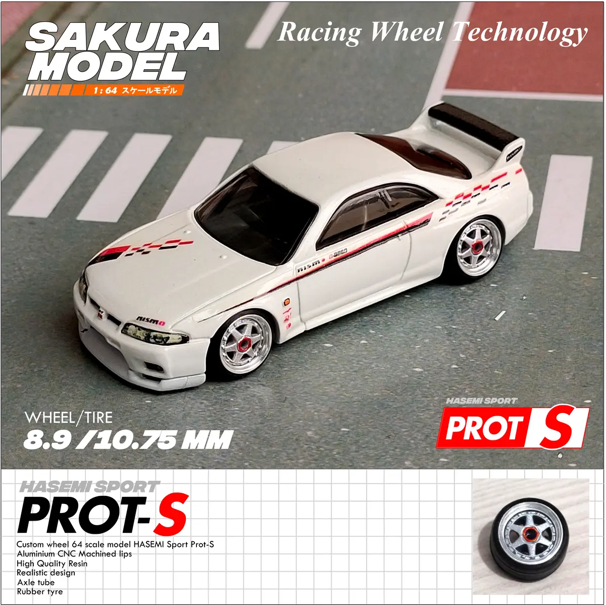 Custom Wheel 64 Scale Model Hasemi Prot-S 1