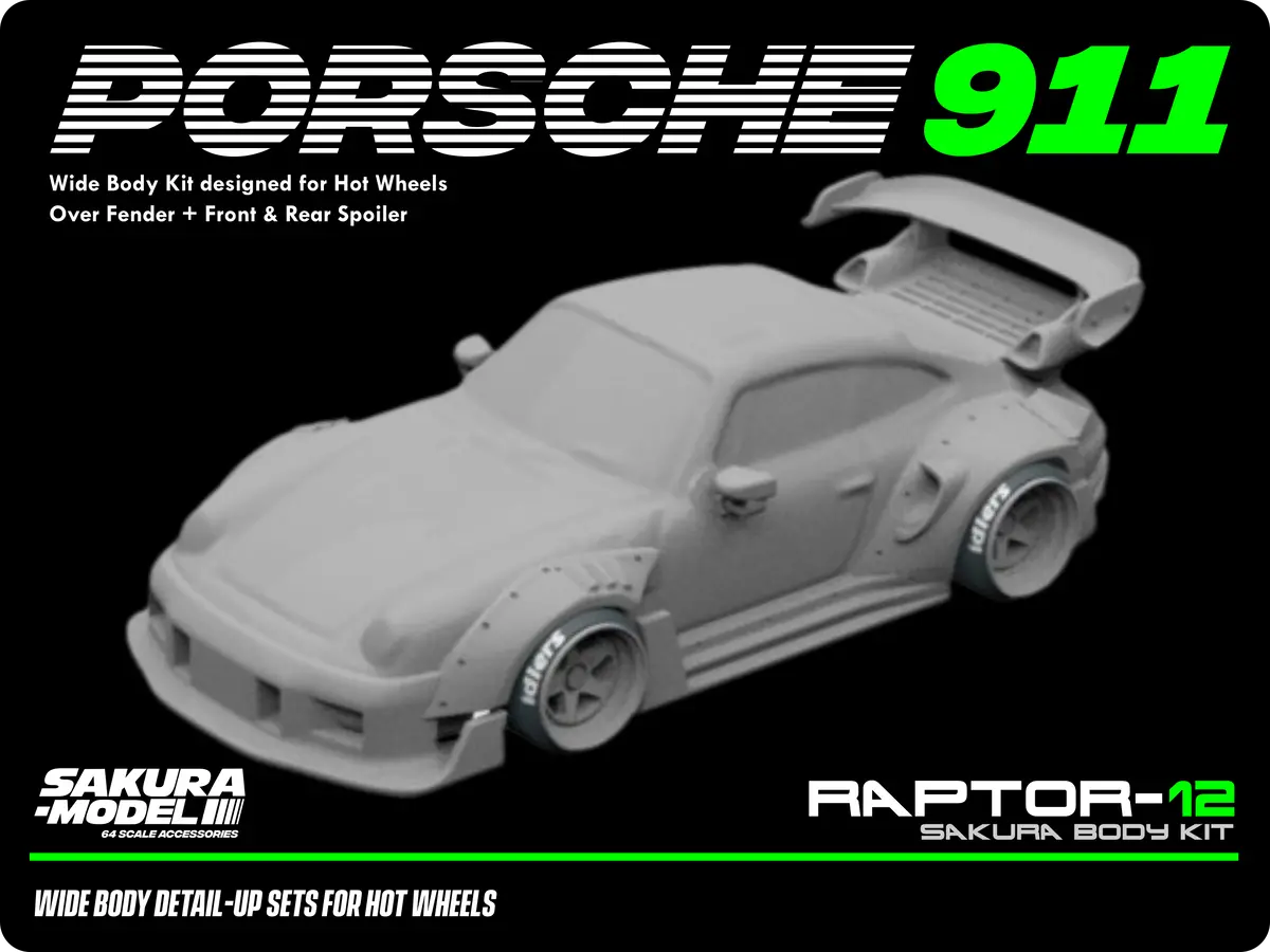 Add On Body Kit For Hot Wheels 1996 Porsche 911 Carrera 1