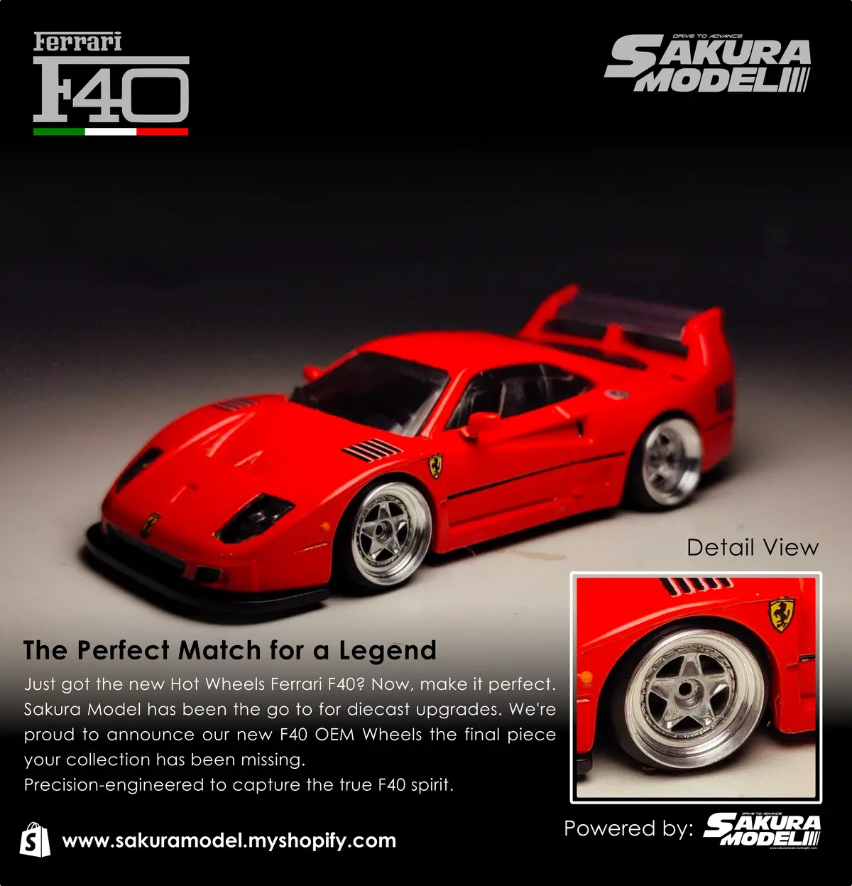Custom Wheel 64 Scale Model Ferrari F40 Oem Wheels 1