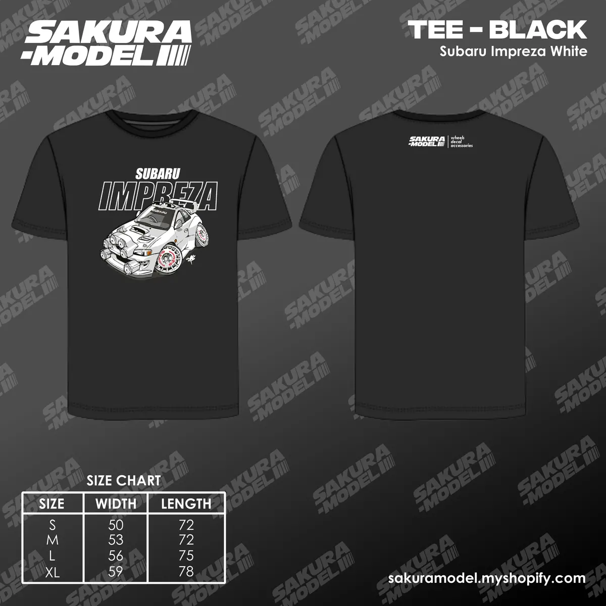Tee Black - Subaru Impreza White 1
