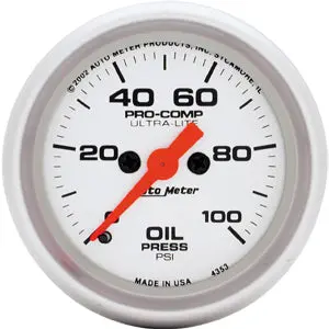 Autometer Ultra-Lite Oil Pressure 0-100 Psi 1