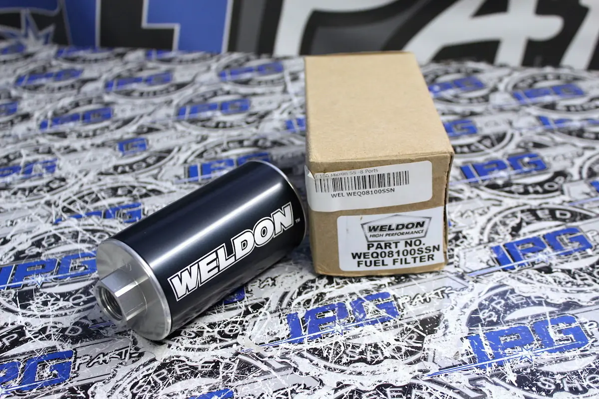 Weldon Racing Universal In Line -8An Fuel Filter 100 Micron Ss Stainless Element 1