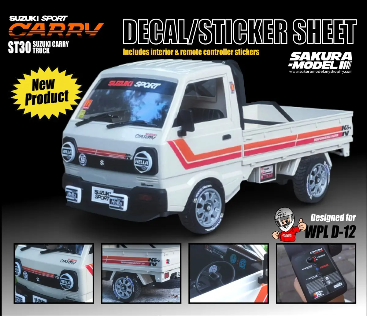Decal / Stickers Sheet For Wpl D12 Kei Truck K&N Performance 1
