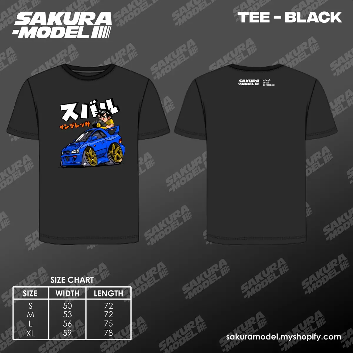 Tee Black - Sakura Model Subaru Impreza 2 1