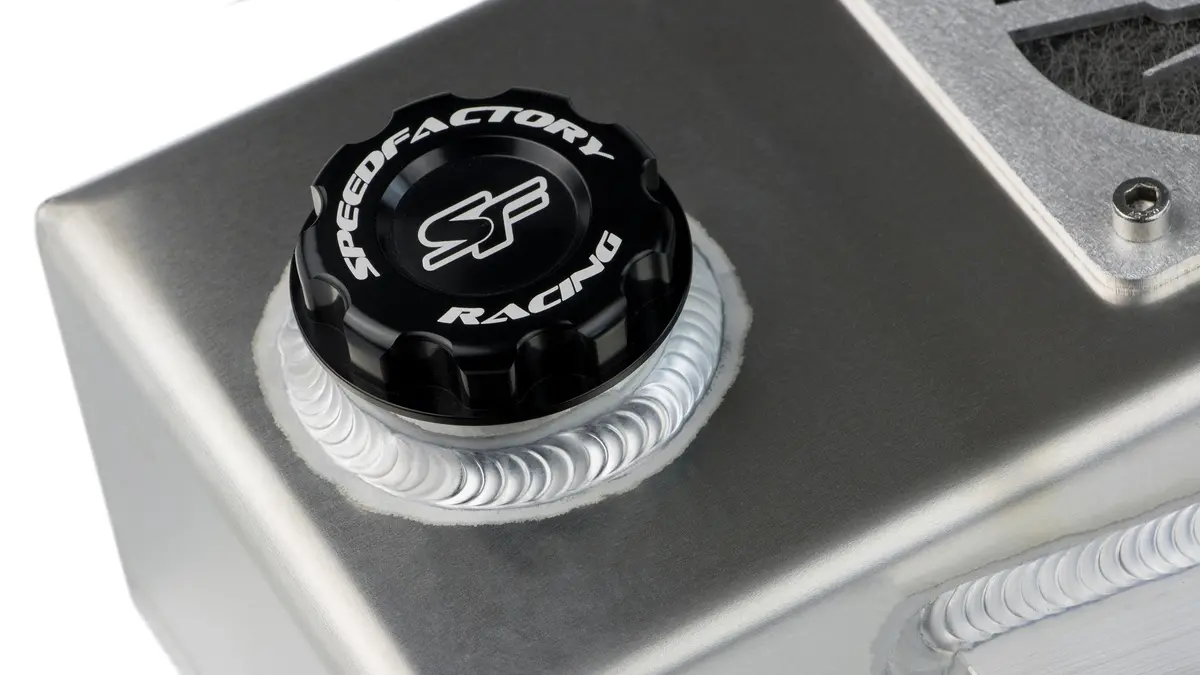 Speedfactory Racing Angled Oil Catch Can With Built In Coolant Overflow Tank 2